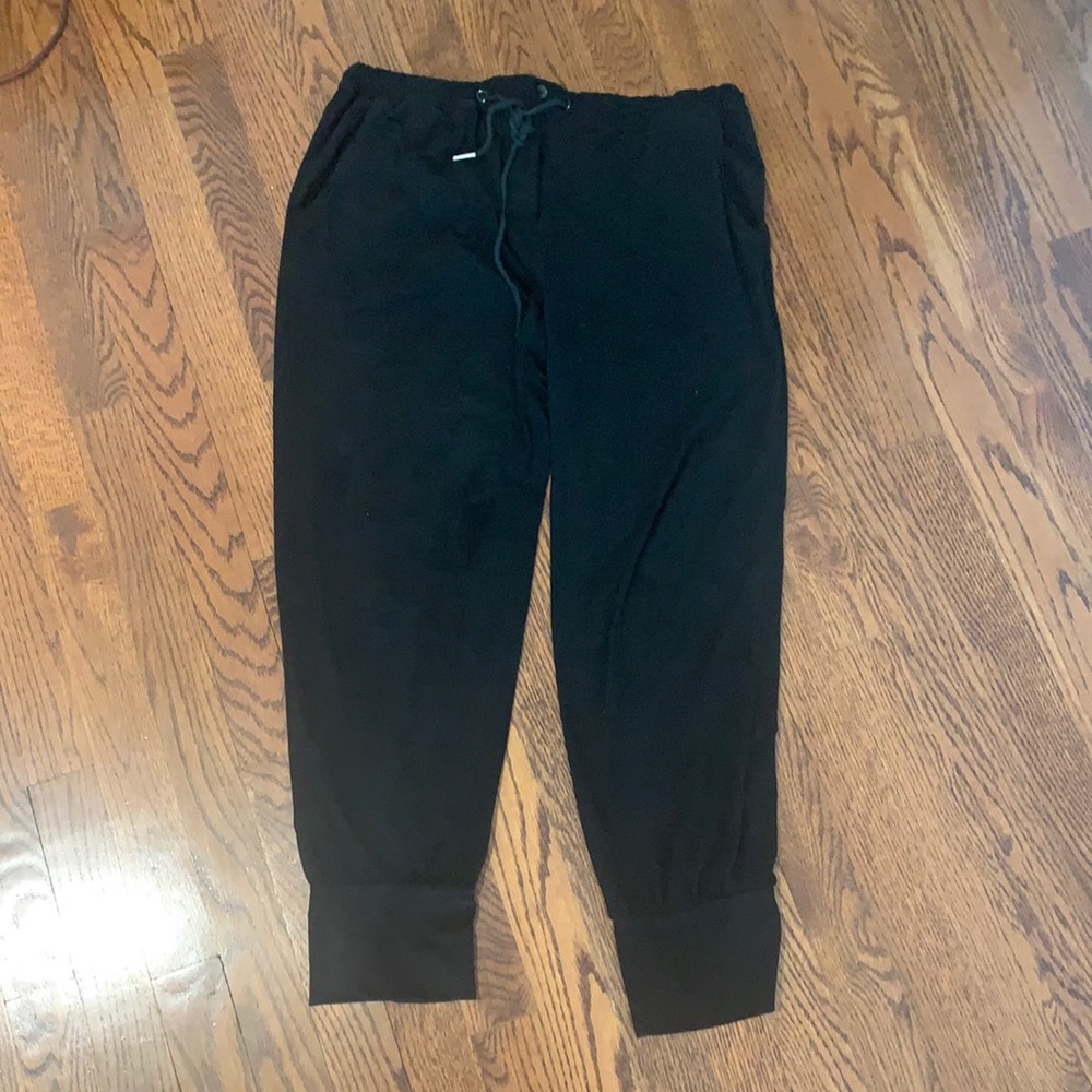 Oliviaceous black suede track pants